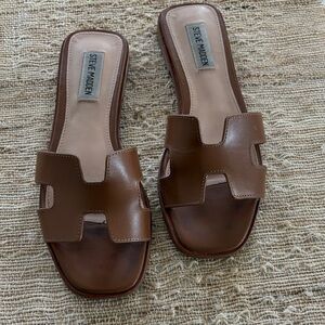 Steve Madden Hadyn Brown Leather Slide Mules